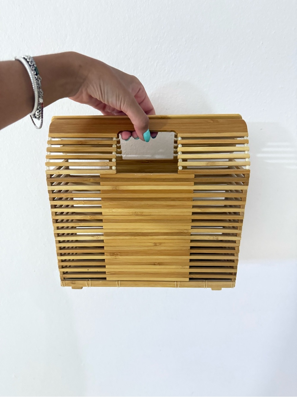Bamboo Slatted Tote Bag - Natural